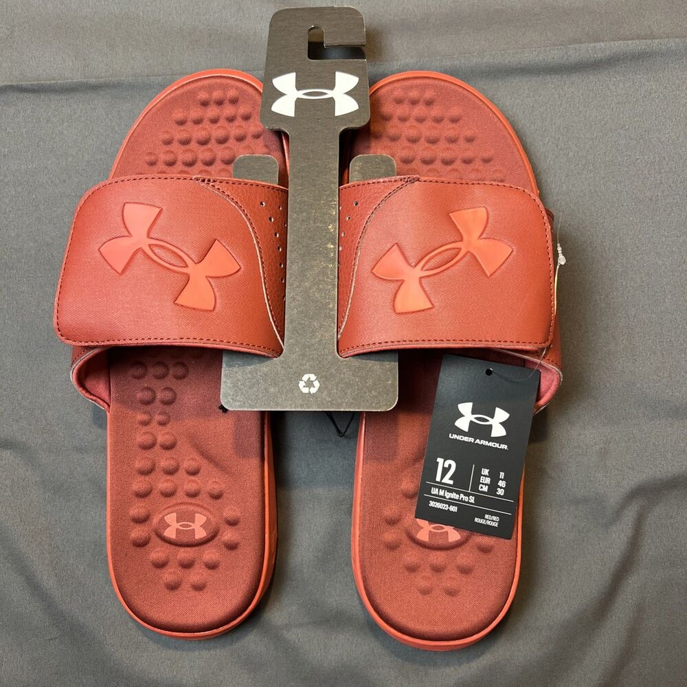 Under Armour Men’s Ignite SL Red Slides Size 12 NWT